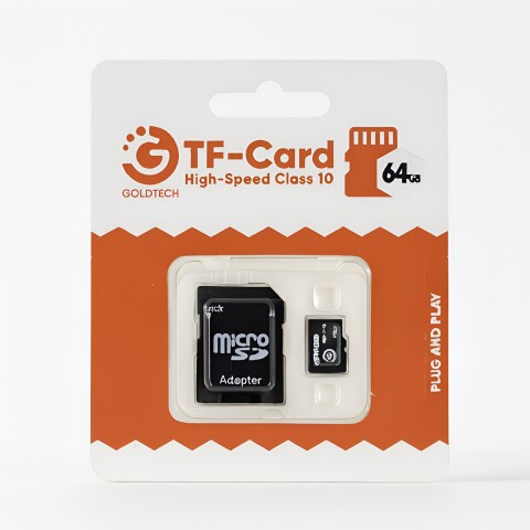 Tarjeta Memoria Micro Sd 64gb Goldtech Clase 10 + Adaptador Color Negro