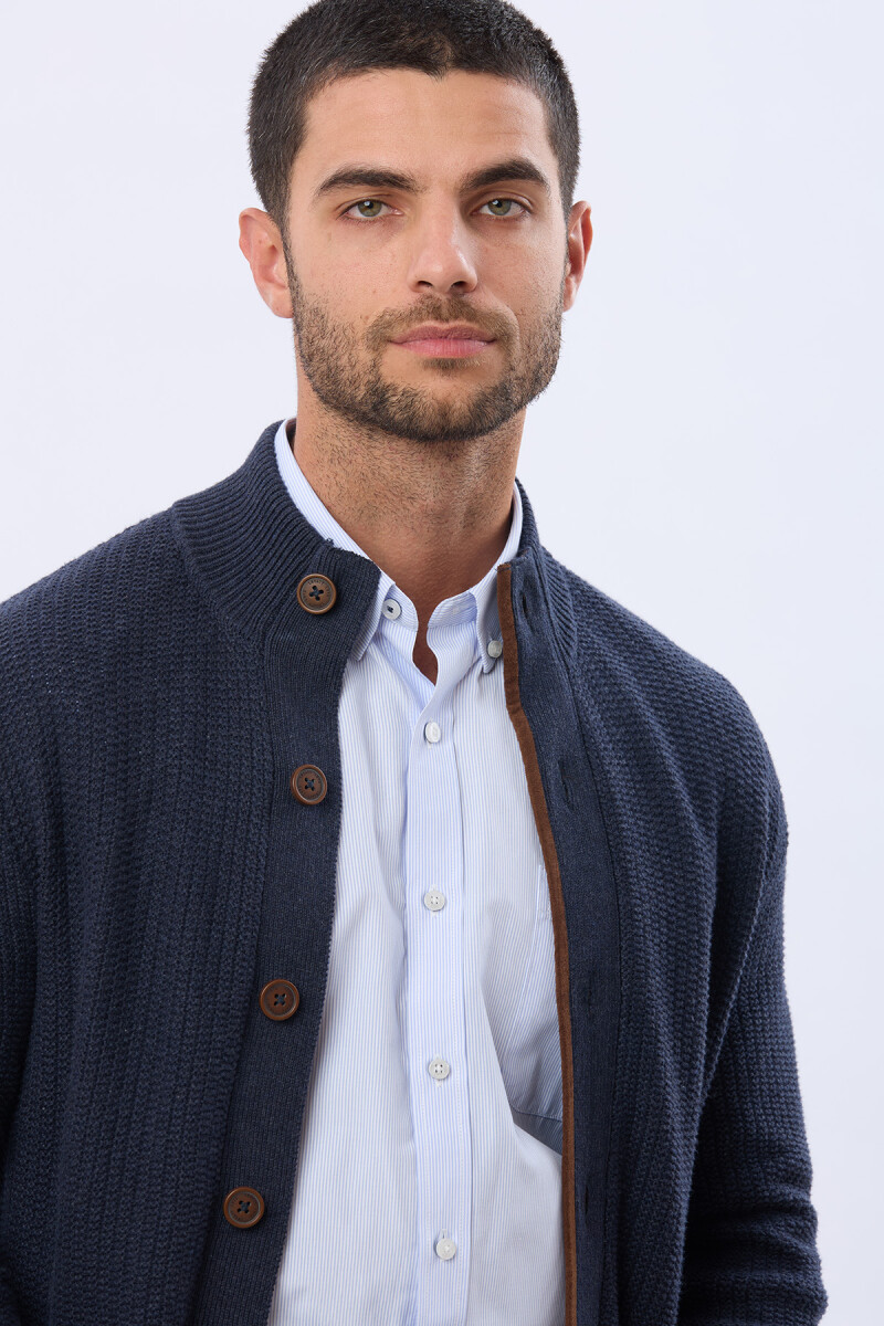 CARDIGAN GRUESO TEJIDO - Azul 