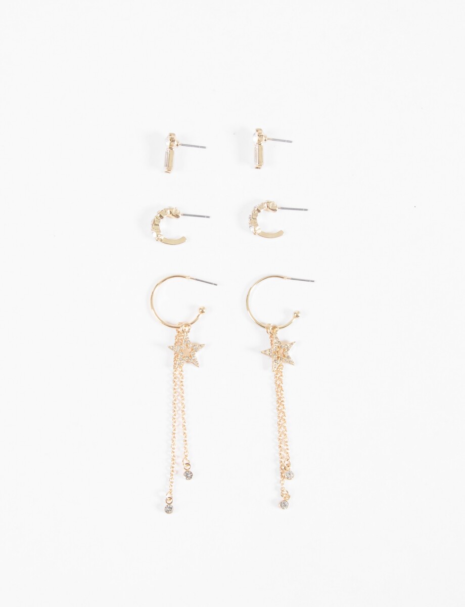 Set de caravanas estrella strass - dorado 