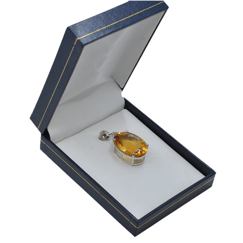 Colgante oro 14k blanco , citrino y brillantes Colgante oro 14k blanco , citrino y brillantes