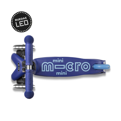 Monopatín Micro Mini Deluxe LED Ajustable con 3 Ruedas Azul