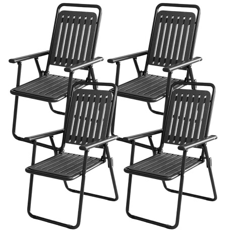 Set X4 Silla Plegable Metal Jardín Patio Exterior Negro