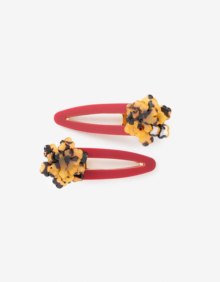 Set De 2 Hebillas Cn Aplique De Flor 3d De Acrílico. 