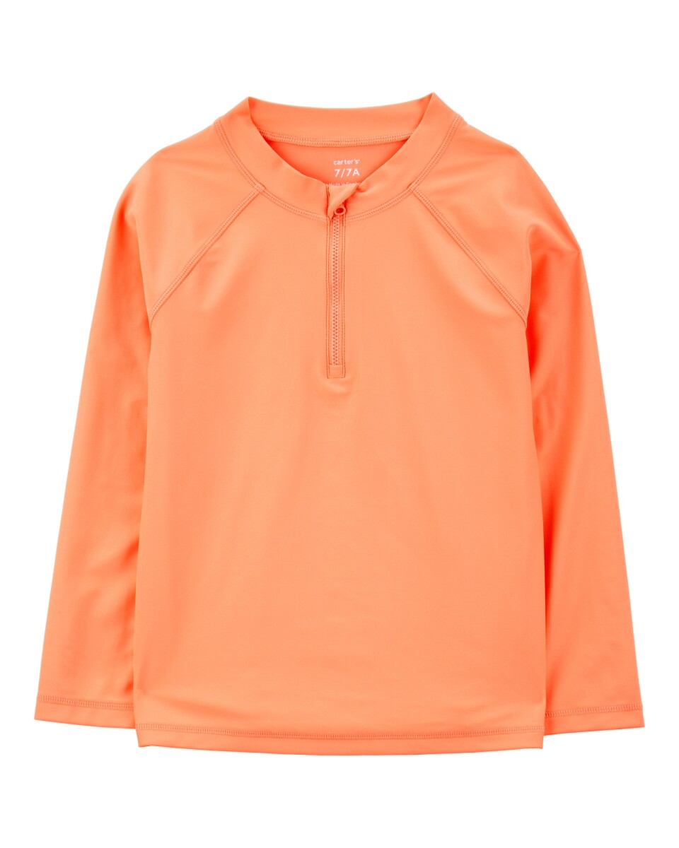 Remera de baño manga larga con protección UPF 50+, naranja 