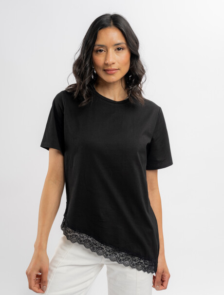 T-shirt con encaje Luma negro