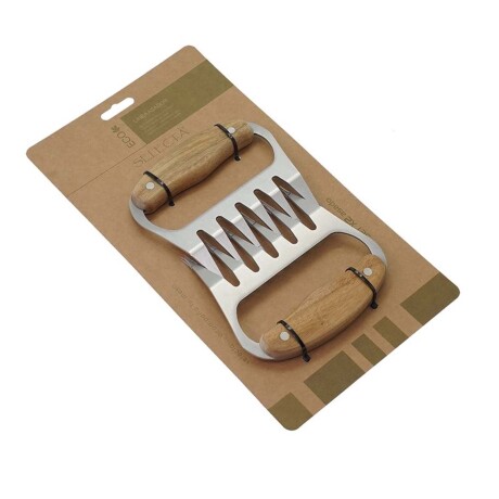 Desmenuzador Garra X2 para Carnes 14x13Cm Acero Inox Madera Natural