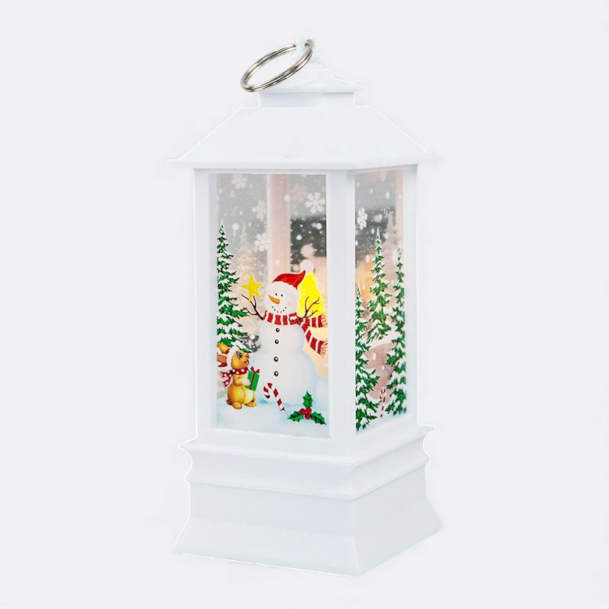 Farol Navideño Grande - Blanco Muñeco De Nieve 