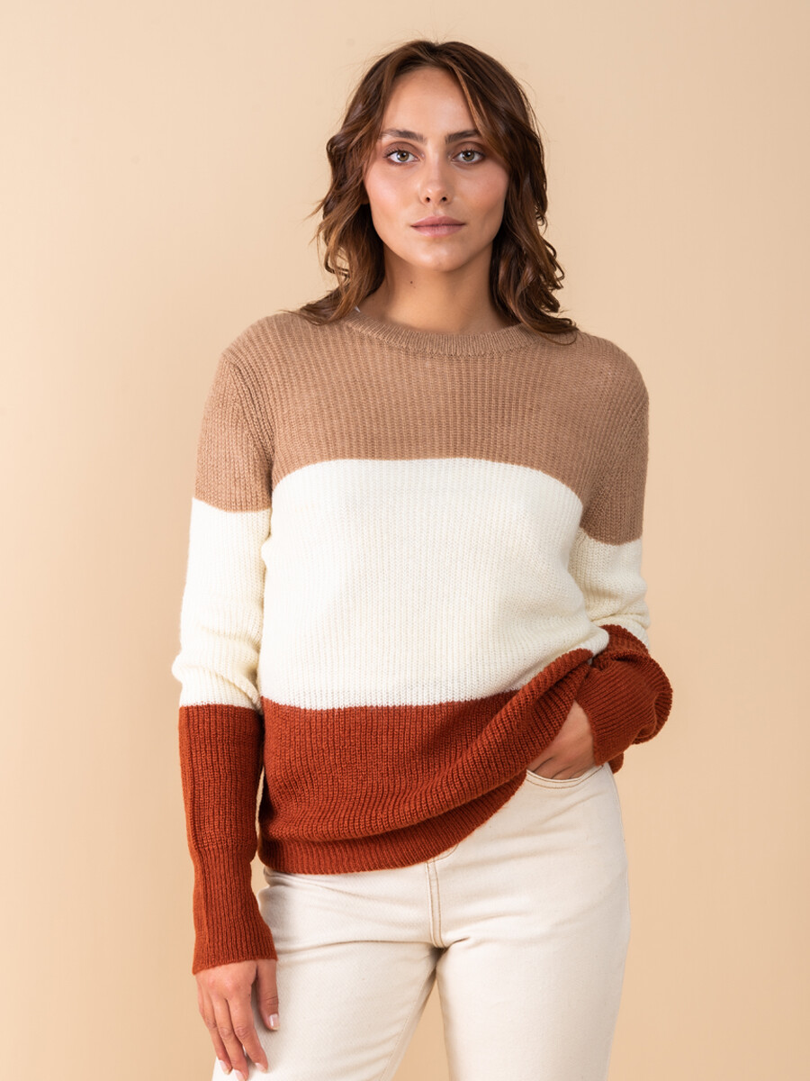 Sweater punto rayas - Topo 