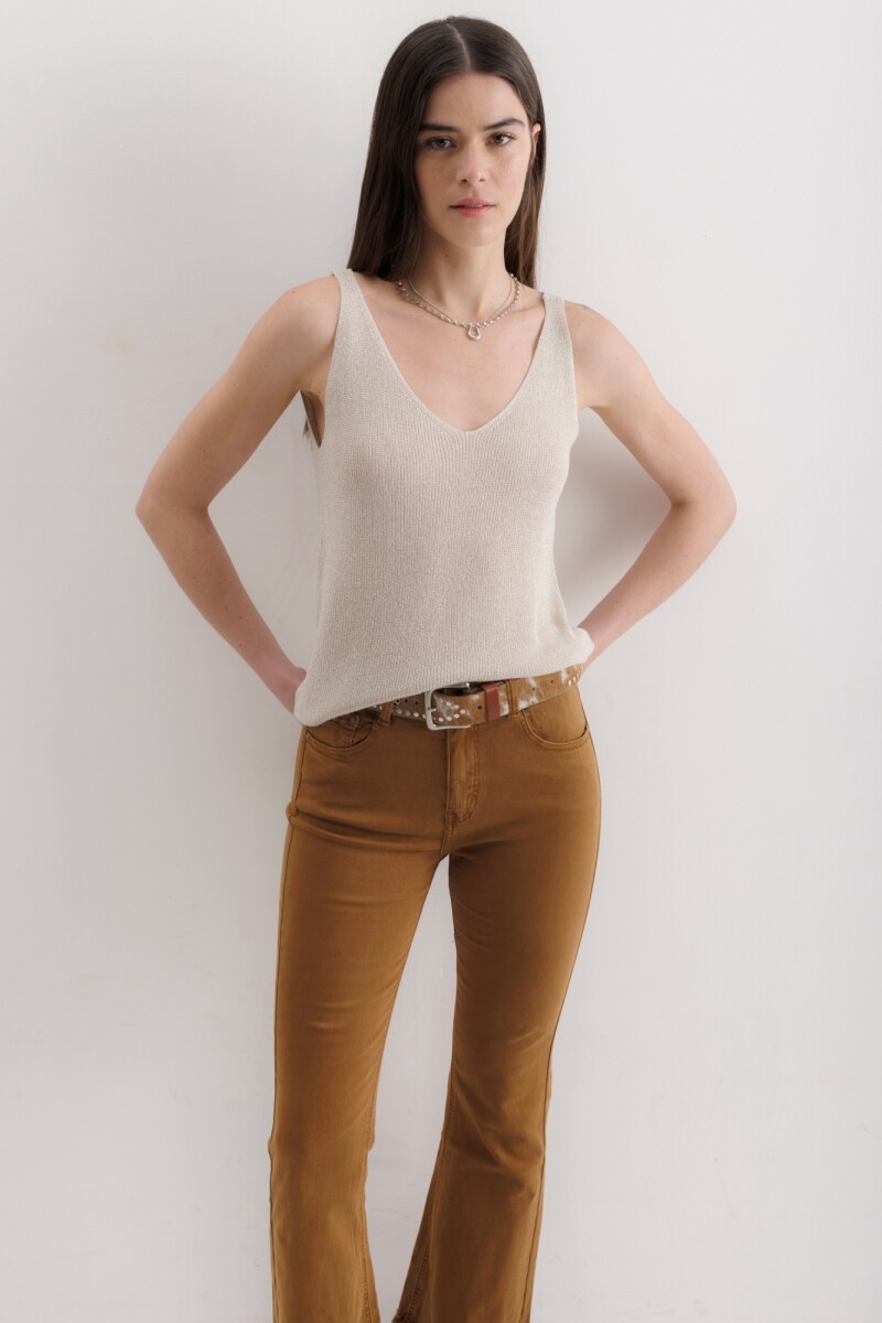 Musculosa Sira Beige Lurex