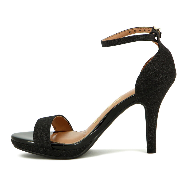 Sandalia Vizzano Mujer Taco 10cm Gliter Negro