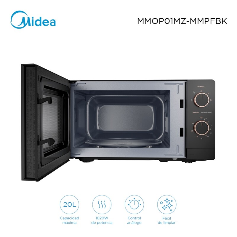Microondas 20l Midea Inverter Negro Mmop01mz-mmpfbk Microondas 20l Midea Inverter Negro Mmop01mz-mmpfbk