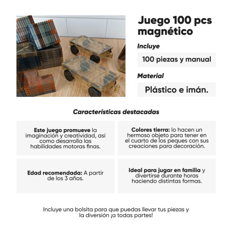 Juego magnético imanes colores tierra 100 piezas Sc