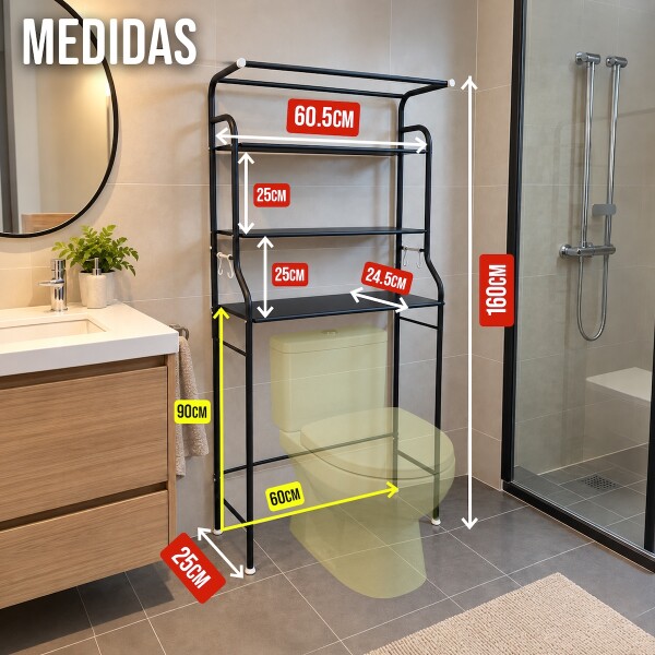 Estante Organizador Lavarropas O Baño Inodoro Mueble Metal IMBACK Color Negro Estante Organizador Lavarropas O Baño Inodoro Mueble Metal IMBACK Color Negro