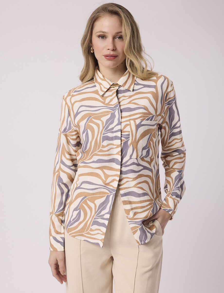 Camisa estampada beige