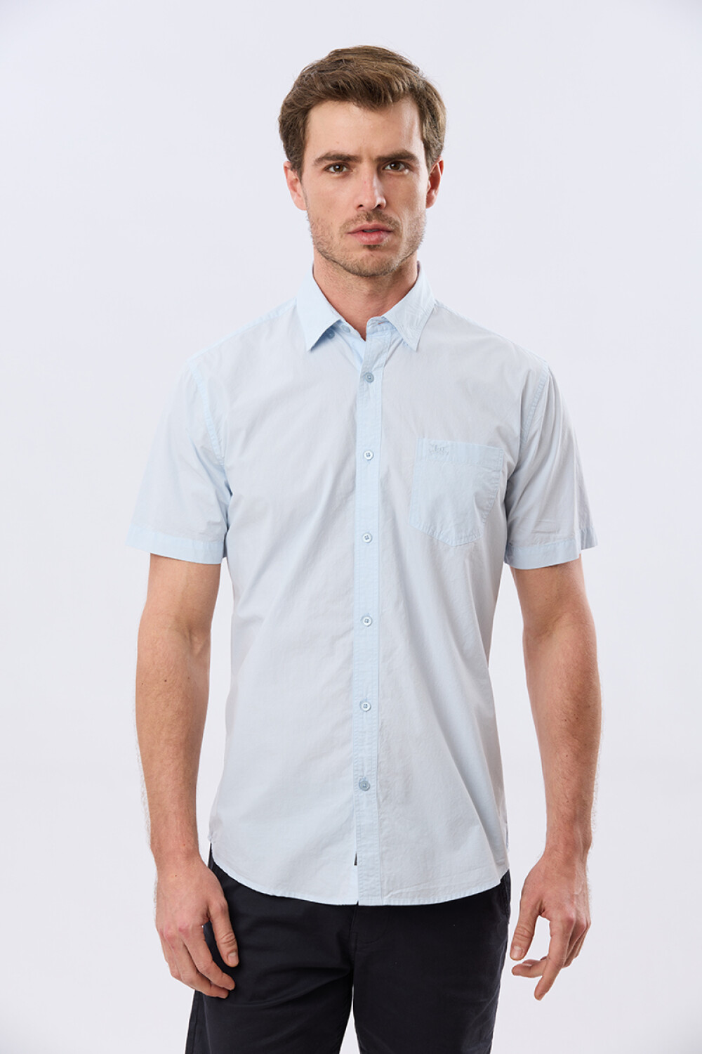 CAMISA CUADROS ALGODÓN Celeste