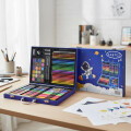 Valija infantil 128 Piezas Marcadores Lápices Crayones Madera Azul