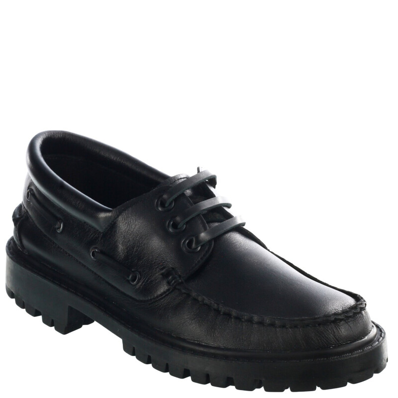Zapatos Infantiles Croco Kids Leñador Colegial de Cuero Negro