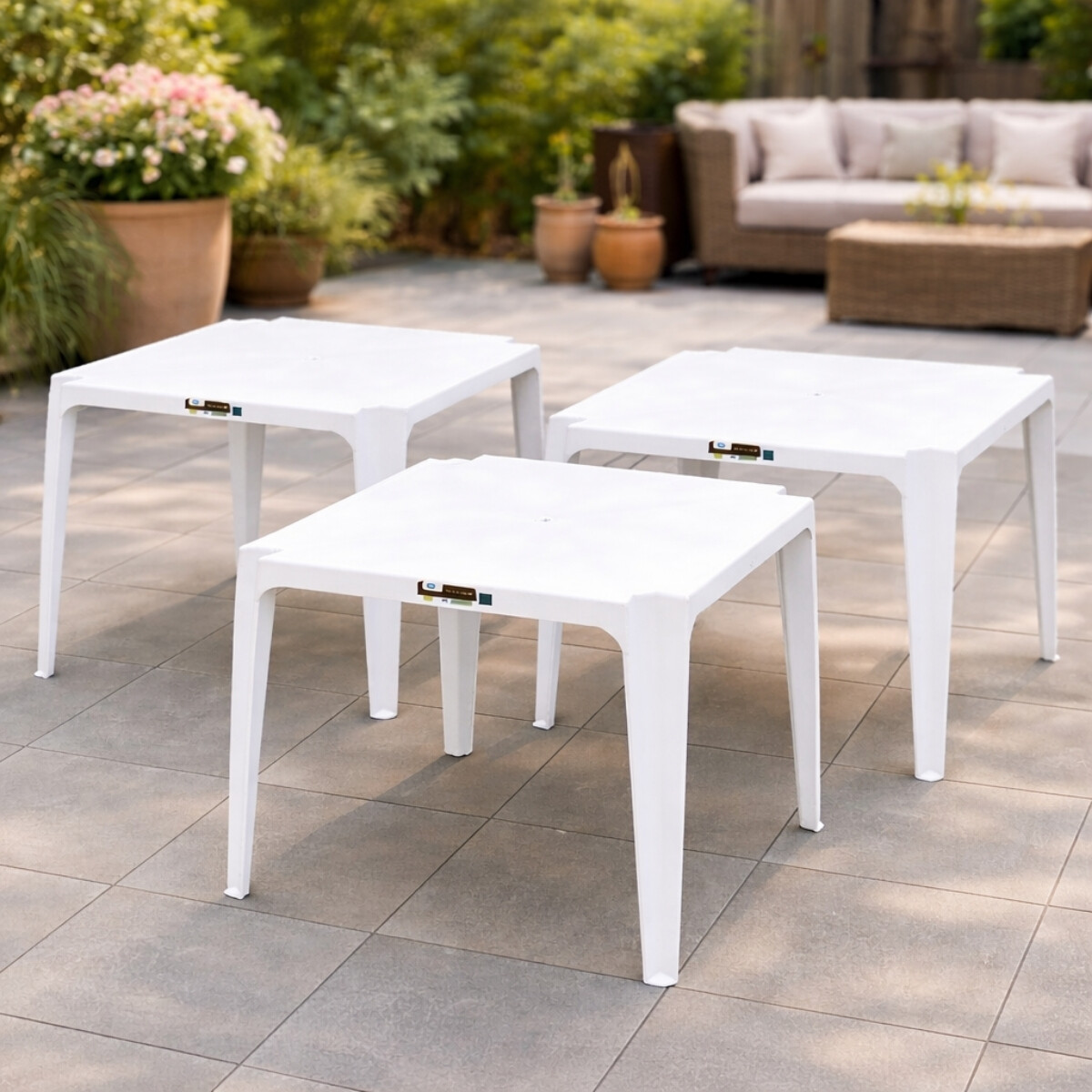 Set x3 Mesa cuadrada 70 x 70 cm Bela Vista - BLANCO 