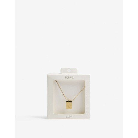 Cadena Corta Dije ''v'' Acero Dorado