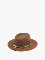 Sombrero Efecto Rafia Con Cordón Y Charms marron