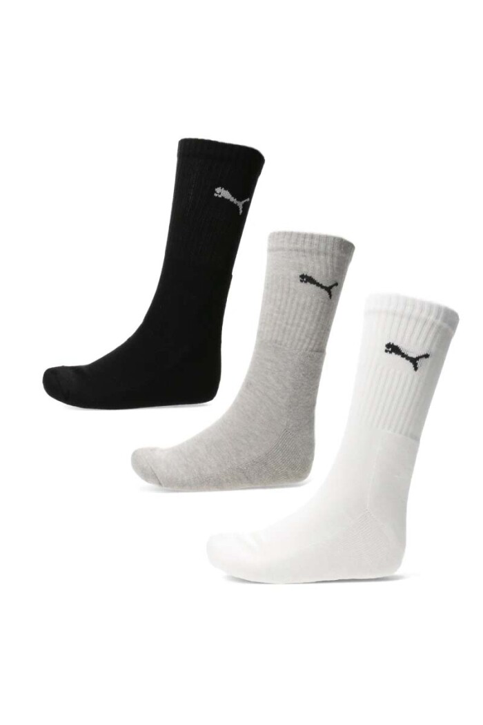 MEDIAS PUMA UNISEX 3 PACK REGULAR CREW SOFT COTTON Gris