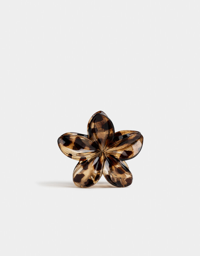 Broche Fleur Plastique Marron/Beige - 4.3 Cm - Occasion Très Bon État