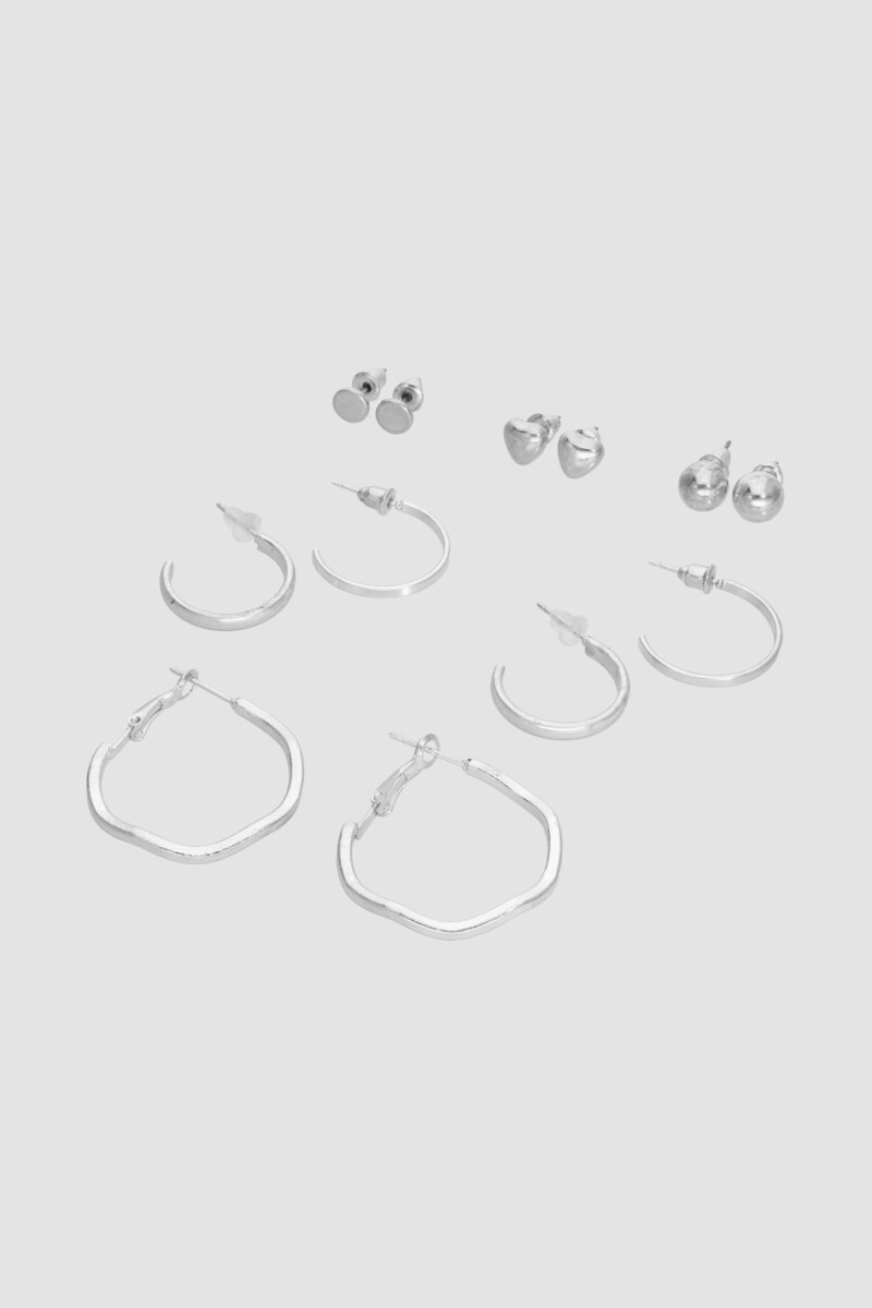 Pack de aros y perlas weavy x6 - Plata 