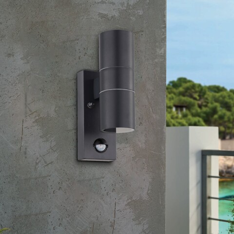 Aplique bidir. grafito 2XGU10 IP44 c/sensor RIGA5 EG0429X