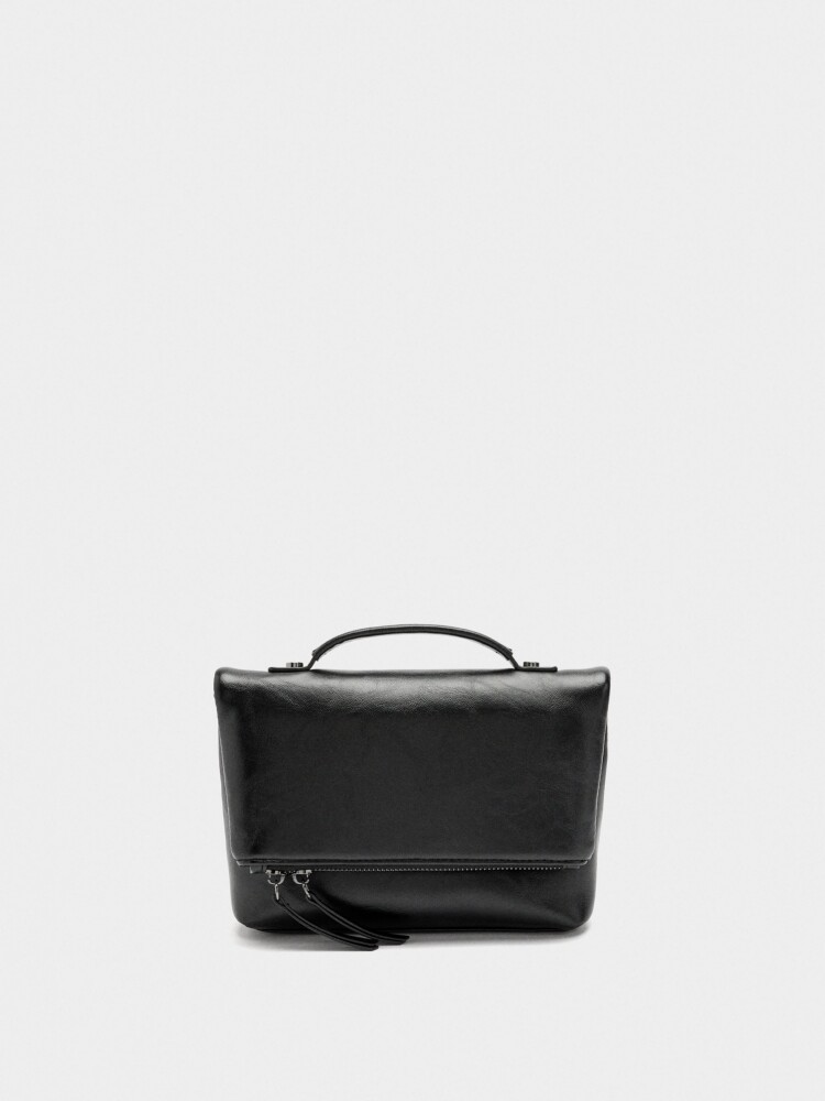 Bolso De Fiesta Con Solapa Efecto Craquelado negro