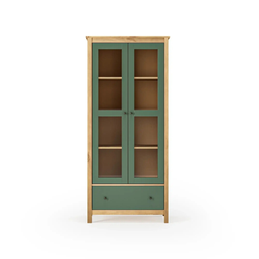 Cristalero 2 Puertas 1 Cajón Material Natural - Mari Verde