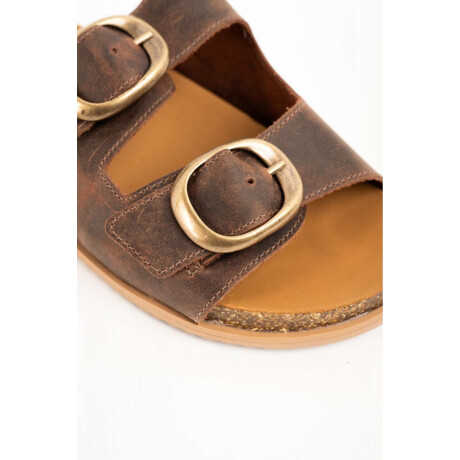 Sandalias De Doble Hebilla Chocolate