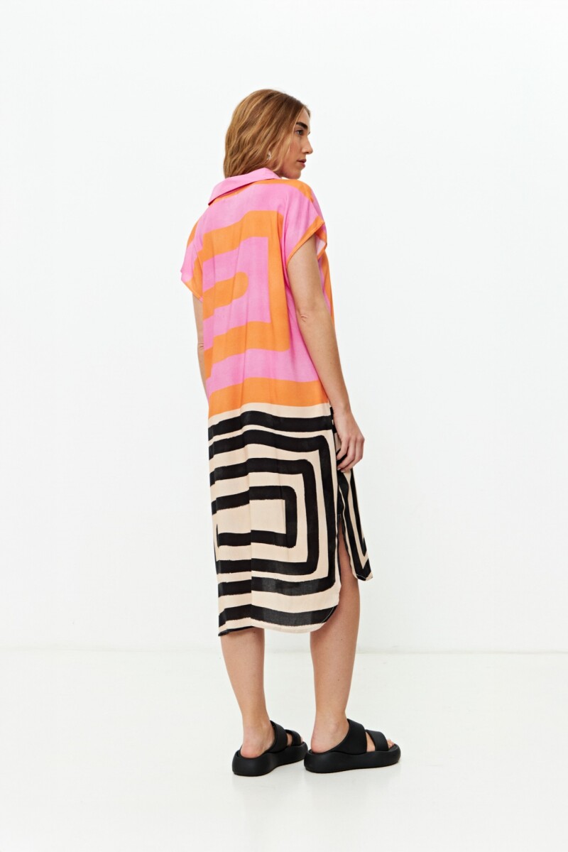 Vestido camisero negro estampado negro