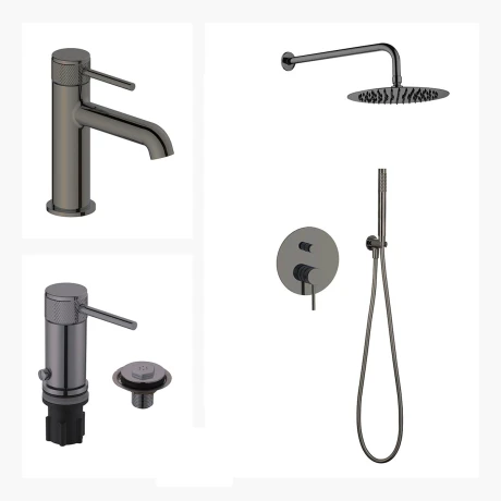 Juego De Griferia Incluye Lavatorio Bajo,Bidet Y Ducha Embutida 000
