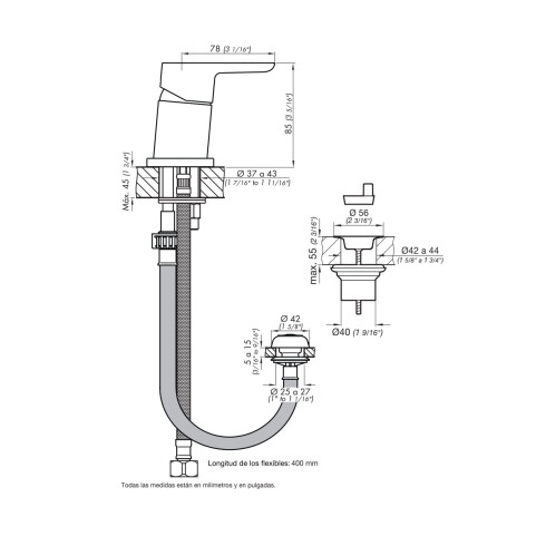 Griferia De Bidet Sin Transferencia Monocomando Fv Linea Puelo CROMO