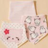 Set baberos bandana x3 gatita rosa
