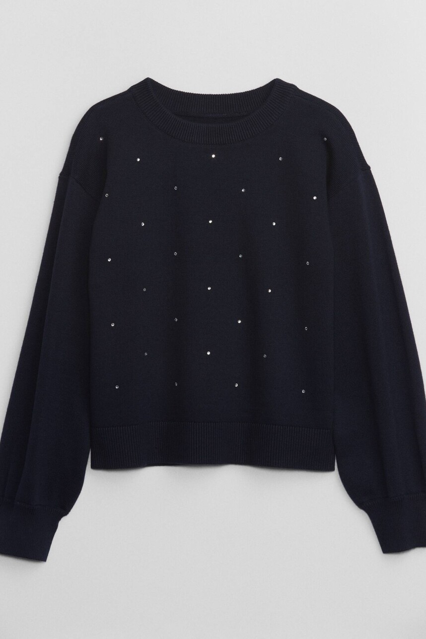 Sweater Shine Niña Blue Rhinestone