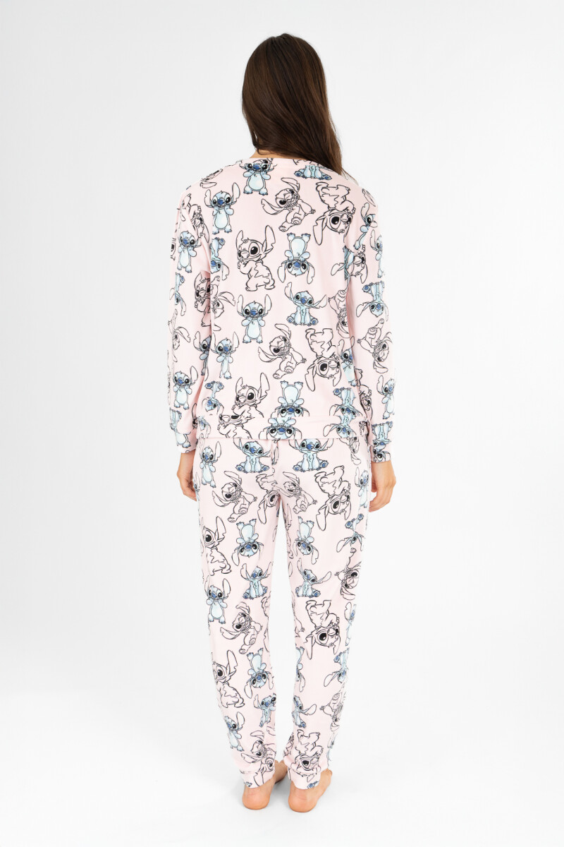 Pijama stitch velour Rosado