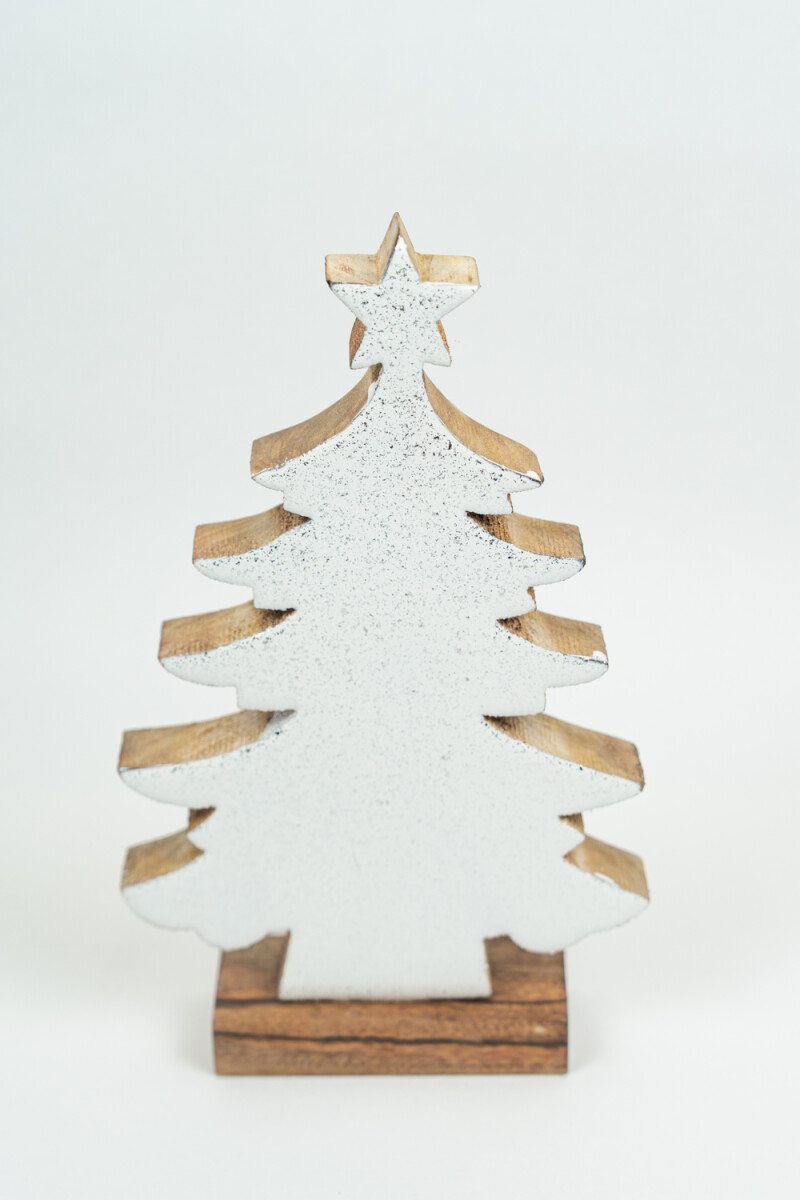 Deco Navidad árbol De Madera Con Base - Color Unico 