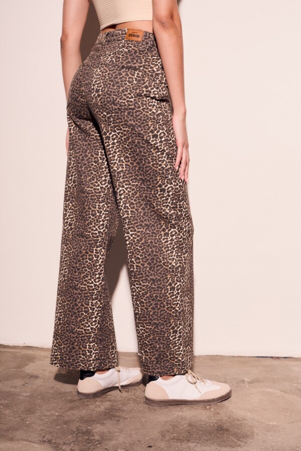 Jean Wide Leg Animal Print Animal Print