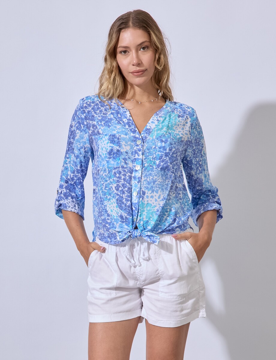 Blusa Gasa Print - Azul/multi 