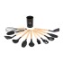 Set de 12 Utensillos de Cocina de Silicona Antiadherente con Mango Madera IMBACK Color Negro Set de 12 Utensillos de Cocina de Silicona Antiadherente con Mango Madera IMBACK Color Negro