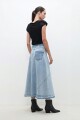 Maxi falda de jean bicolor jean medio