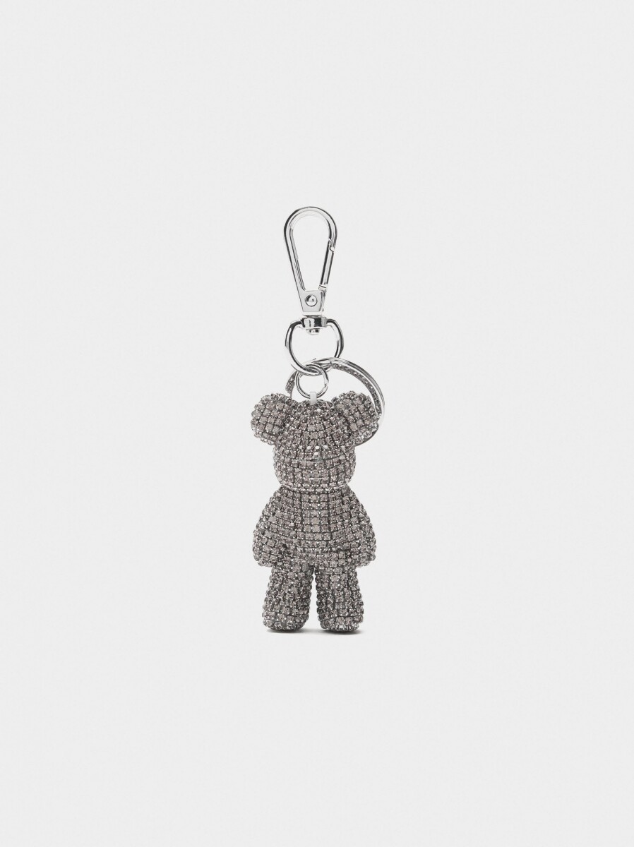 Llavero Charm Oso Con Brillantes - plateado 