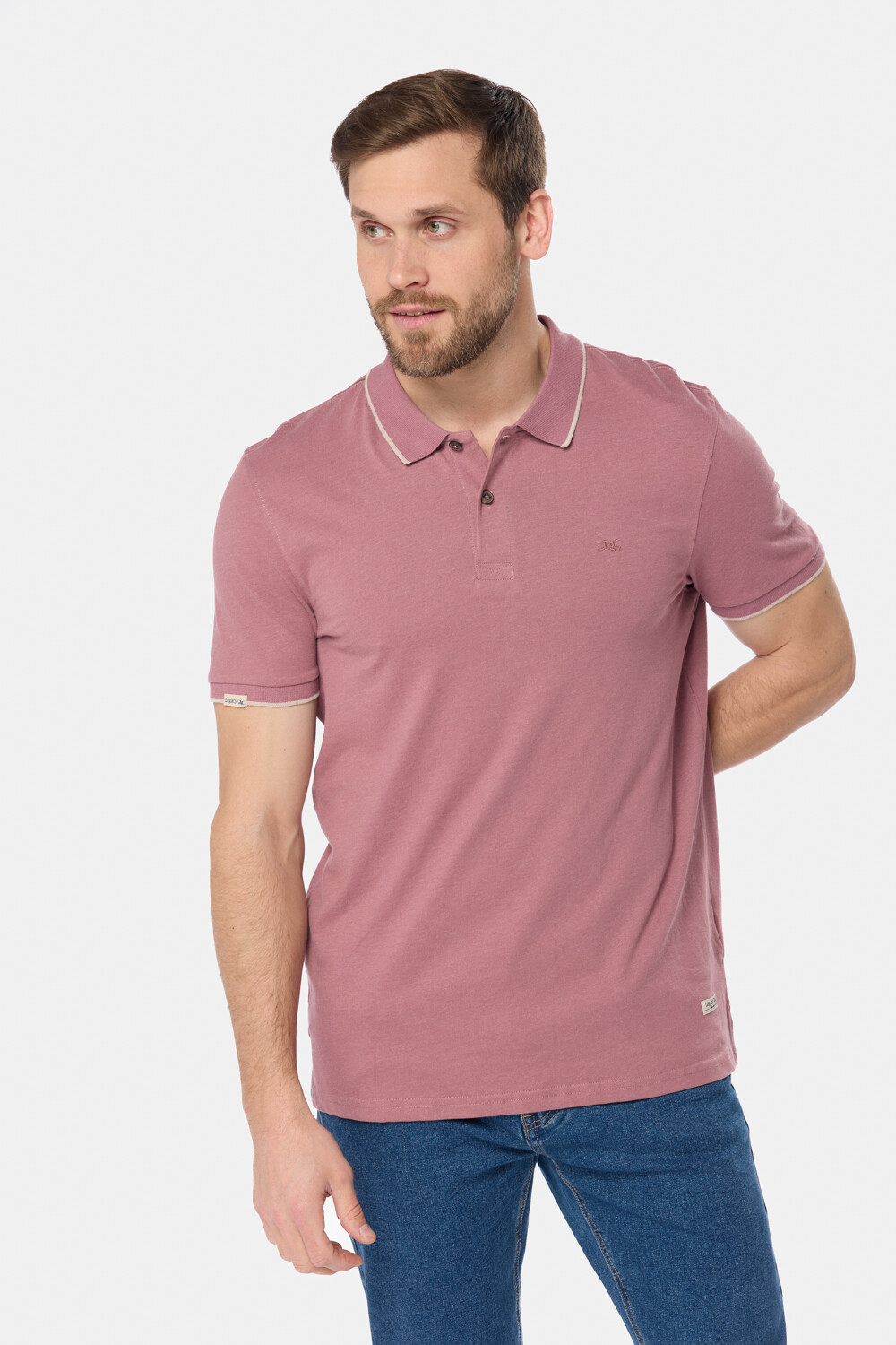 REMERA POLO JERSEY RAYADA Rosa