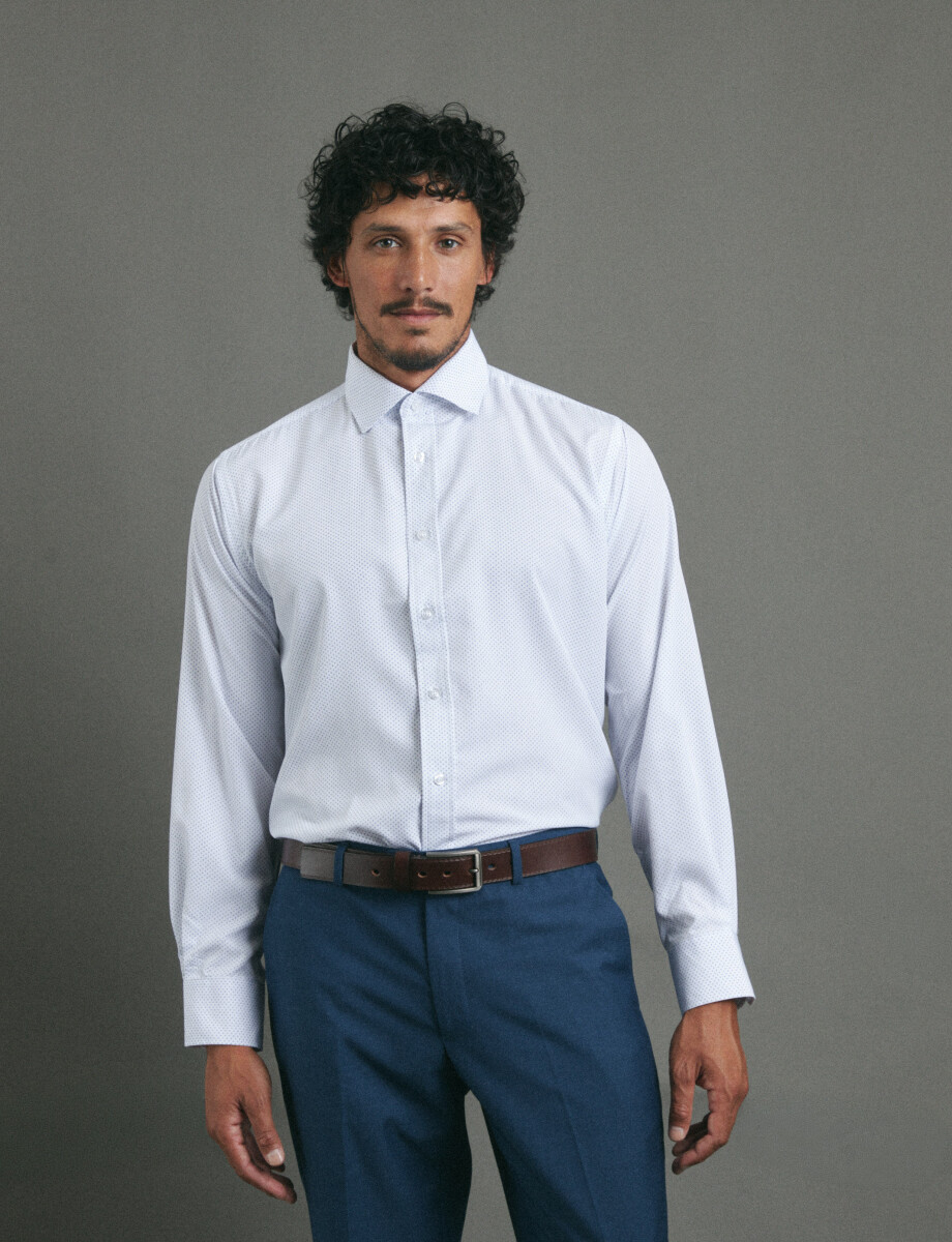 012679 CAMISA HARRINGTON LABEL Blanco/azul