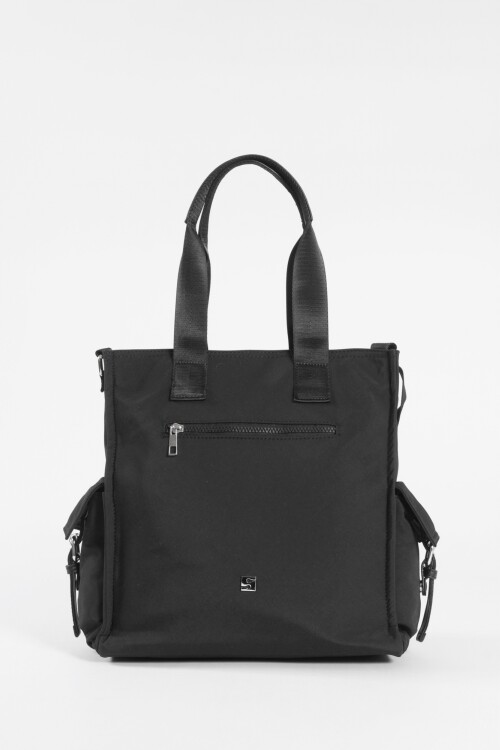 Bolso con dos bolsillos de tela negro