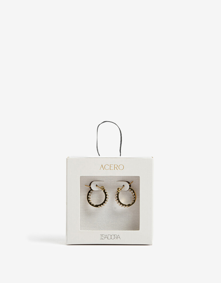 Aros Argollas Strass Argollas Acero Con Cubic - Dorado