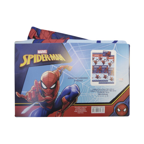 Juego Sábanas Infantil 1 Plaza 100% Microfibra Spiderman Celeste