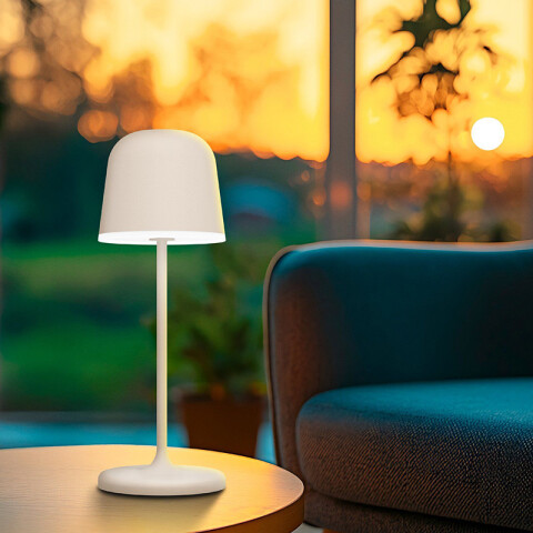 Lámpara de mesa LED inalámb. tipo hongo beige IP54 EG1076