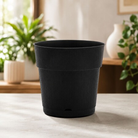 Maceta de plastico redonda con plato 13,5 litros Negro Maceta de plastico redonda con plato 13,5 litros Negro